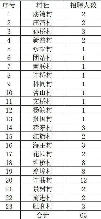 许村最新职位招纳